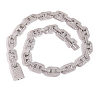 2025 Hip Hop Luxe Cubain Baguette Collier Glacé Grain De Café Chaîne avec Diamant Pave 15mm Plaqué Or pour Hommes et Femmes