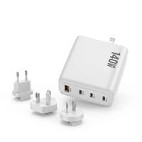 Chargeur universel de voyage GaN 140W 4 ports PD3.1 à charge rapide, adaptateur de charge avec prise EU/AU/US/UK pour ordinateur portable et smartphone