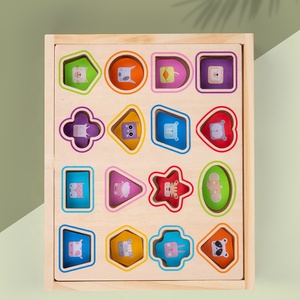Gran oferta, caja de bloques de construcción de animales con forma de madera, <span class=keywords><strong>juego</strong></span> emparejado de tarjetas de colores de cognición de educación temprana para niños - Product Image 5