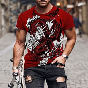 Stock de T-shirts à manches courtes personnalisables en polyester avec impression et motif de dragon tigre T-shirts à la mode pour hommes <span class=keywords><strong>XXL</strong></span> - Product Image 6