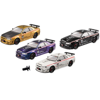Modèle de voiture EPT Diecast à l'échelle 1:24 en alliage Nissan GTR R34 JDM, portes ouvrantes, qualité collection, véhicule en métal à rétrofriction, cadeau pour les amateurs
