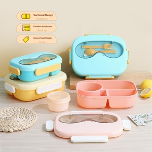 Boîte à lunch portable en plastique 2026, récipient alimentaire anti-fuite avec couverts, compatible micro-ondes - Product Image 1