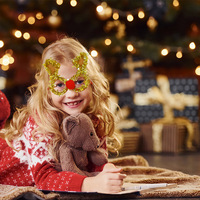Nouvelles lunettes de Noël pour adultes et enfants, décorations de fête, montures rayées colorées, ornements au design Joyeux Noël
