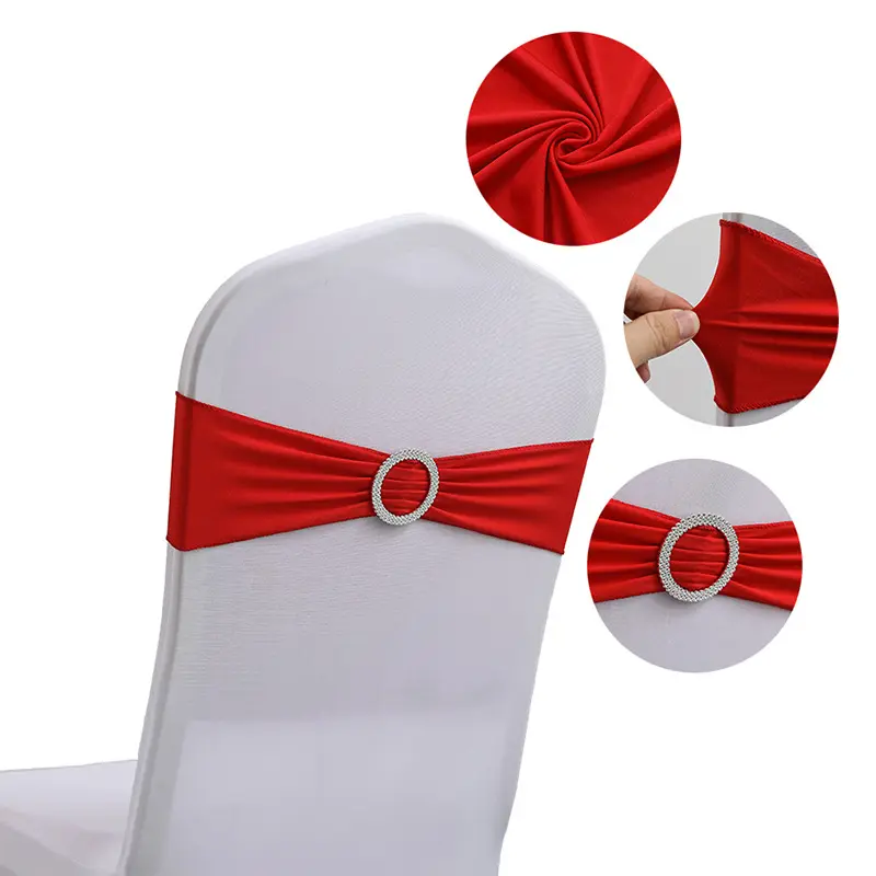 Spandex Hotel Banquet Elastic Chair Cover Band Bow Wedding Decoration Chair Sashes