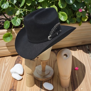Sombrero Fedora personalizado de lana 100% de alta calidad para hombres, fieltro liso estilo vaquero con ala ancha para deportes, uso Formal, imagen lista para fiestas - Product Image 2