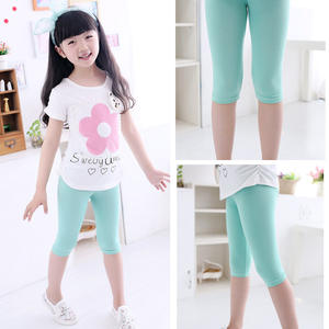 4 unids/set niñas hasta la rodilla cinco pantalones Color caramelo niños ropa recortada verano All-matches Bottoms Leggings pantalones M613 - Product Image 2
