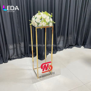 LEDA Vase à fleurs en acier inoxydable de haute qualité, décoration de table de mariage classique, colonne en métal, socle pour événements - Product Image 6