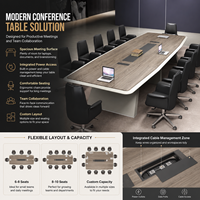 Table de conférence avec rainure de gestion des câbles centralisée, bureau de réunion grande capacité pour bureau d'entreprise, salle de réunion multi-personnes