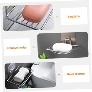 Porte-savon auto-drainant pour douche, plateau de rangement adhésif sans perçage - Product Image 3