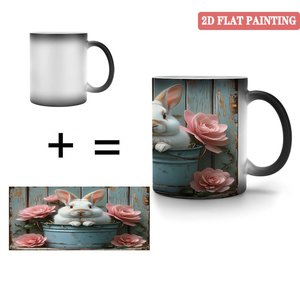 <b>Ceramic</b> <b>Cup</b> 11oz Frosted Black Heat Sensitive Magic Mug Latte Tea Use - Product Image 4