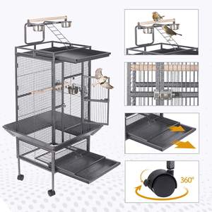 Volière en fer forgé sur mesure avec une grande cage verticale pour oiseaux de compagnie, cage à oiseaux en métal. - Product Image 5