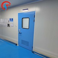 Porte d'entrée d'usine antivol en acier peint pour salle blanche avec fenêtre à double vitrage et ferme-porte