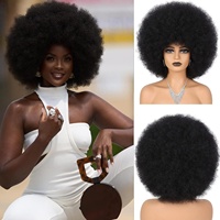 Perruques synthétiques courtes afro avec bandeau, bonnet ajustable, pour femmes noires, 10 pouces, bouclées crépues, douces et volumineuses, densité 180%, usage quotidien