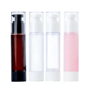 Kosong 4 Oz 80 Ml Transparan Plastik Airless Pump Botol Isi Ulang 100Ml Petg 30Ml Lotion Berwarna Merah Muda Botol dengan Pompa