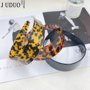 Aksesoris rambut Retro, edisi tinggi Amber Leopard Band lebar Blogger Hawksbill asetat kartu demam sama Retro - Product Image 2