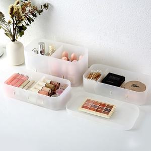 Juego de tocador rectangular de plástico PP, caja organizadora de maquillaje apilable, tapa para cosméticos, almacenamiento de polvo de esmalte de uñas, almacenamiento dividido - Product Image 3