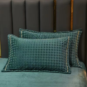 Houndstooth Khắc Pha Lê Nhung Quilt Cover Và Gối Trường Hợp Đặt Ấm Cúng Sang Trọng Quân Đội Màu Xanh Lá Cây Màu Xám Sang Trọng Nhung Duvet Cover Set - Product Image 5