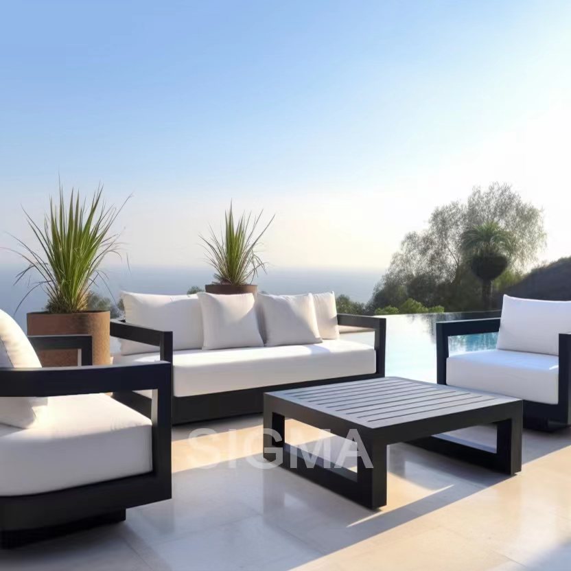 Luxury Modern Outdoor Patio Furniture Set Aluminum Outdoor Furniture Garden Three Seat Sofa