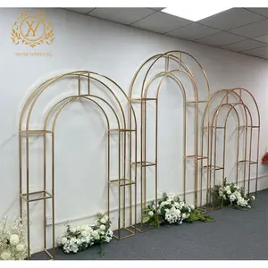 Arco de Metal de alta calidad, arco de boda de hierro dorado, soporte de arco de flores para fiesta, evento, decoración de boda