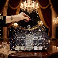 Nouveau Sac de Soirée Scintillant en Cristal avec Chaîne, Pochette Diamantée Brillante, Sac à Main de Luxe Carré avec Poignée Supérieure et Strass