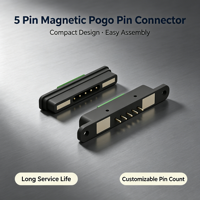 Connecteur de charge magnétique Denentech Pogo Pin à 5 broches, charge rapide, à ressort, pour PCB