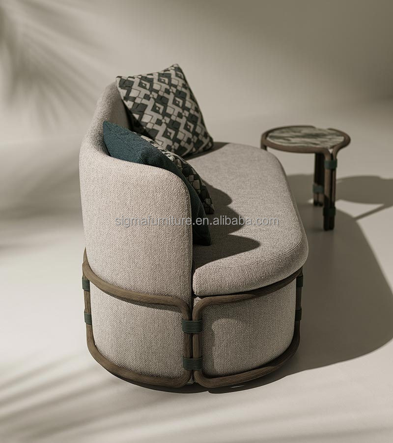 New Coming Modern Design Outdoor Furniture Teak Frame Comfortable Couch All Weather Patio Sofa