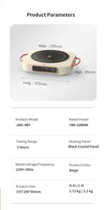 Placa de Cocción Eléctrica por Inducción Multifunción Digital de 2200W para el Hogar, con Placas Infrarrojas y Vitrocerámica, Venta al por Mayor - Product Image 6
