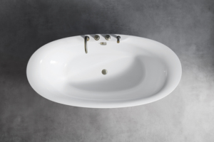 Bañera moderna de acrílico ovalada independiente blanca para baño con drenaje rápido inteligente - Product Image 6