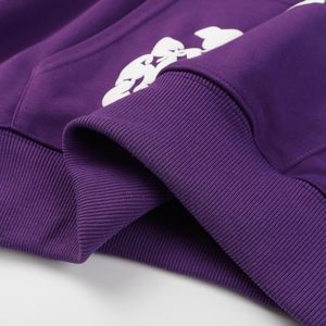 เสื้อสเวตเชิ้ตมีฮู้ดขนาดใหญ่ FOXA สีฟ้าขาว พิมพ์ลายดอกไม้ ผ้าฝ้ายผสม ระบายอากาศได้ดี มีกระเป๋าด้านหน้า - Product Image 4