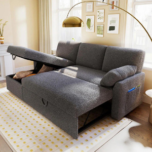 Divano Moderno per Soggiorno, Set di Mobili con Divano <span class=keywords><strong>Letto</strong></span> Angolare Estraibile, Divano <span class=keywords><strong>Letto</strong></span> Pieghevole con Vano Contenitore in Vendita - Product Image 1
