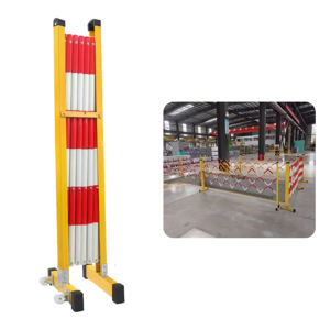 แผงกั้นไฟเบอร์กลาสแบบขยายได้พร้อมล้อ สำหรับการกั้นจราจรชั่วคราวกลางแจ้ง การเข้าถึงงานก่อสร้าง และการควบคุมฝูงชนในงานอีเวนต์ - Product Image 6