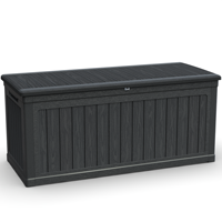 Boîte de rangement extérieure XXL en résine imperméable, verrouillable, noire, grande capacité (260 gallons), pour meubles de patio