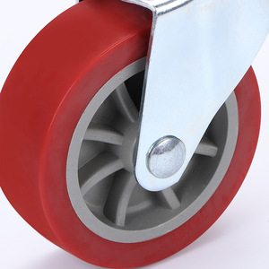 3 Inch Pu Swivel Caster Wheel Screw Rod Type <b>Maroon</b> Firm Wear Resistance 2.0 Mm <b>Top</b> Plate - Product Image 2