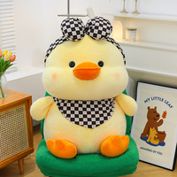 Peluche Canard Jaune Crème en Coton PP, Cadeau d'Anniversaire pour Enfants, Poupée de Machine à Pinces, Canard Enfantin avec Écharpe