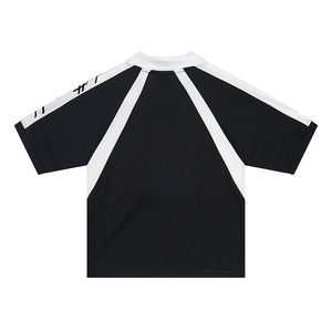 Camiseta de Manga Corta para Hombre, Estilo Americano Retro, Deportiva, Casual, con Bloques de Color, Transpirable, Tejida, Cuello en V, Talla Grande, Hecha a Medida - Product Image 3