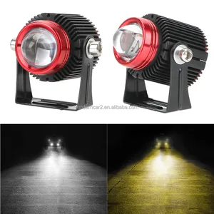 LED-Motorrads chein werfer 2PCS Zweifarbige Fernlicht-LED-Strahler Universal Auto Small Steel Cannon Lights Zusatz lampe