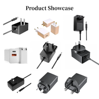 Adaptador de Corriente CA/CC Personalizado Negro con Enchufe Europeo de 2 Pines Redondos, Cargador de Pared de 36W con Cable CC Fijo para Cámaras de Seguridad y Dispositivos Inteligentes para el Hogar