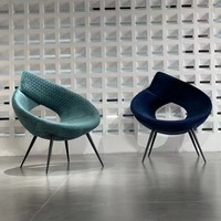 Chaise de loisirs design moderne en fibre de verre avec assise en tissu Assise élégante et confortable avec tissu à motifs de diamants