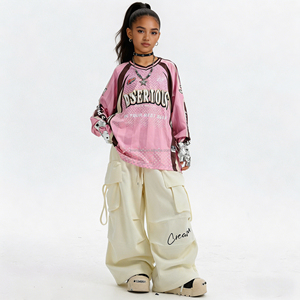Ensemble de vêtements pour filles SERIOUS, tenue personnalisable en deux pièces, haut imprimé BE YOUR BEST SELLER, <span class=keywords><strong>pantalon</strong></span> <span class=keywords><strong>cargo</strong></span> - Product Image 4
