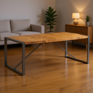 Table à manger moderne en bois de manguier, 78,7x39,4x29,5 pouces, pieds en métal, meubles durables pour la maison - Product Image 2