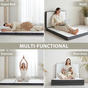 Colchón Plegable de Espuma Viscoelástica Triple, Colchón Plegable con Funda Extraíble y Lavable, Colchoneta para Dormir en el Suelo - Product Image 4