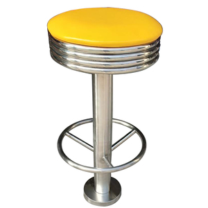 Tùy Chỉnh Vòng Thép Không Gỉ 1950S Retro Diner Thanh Phân Màu Đỏ Vinyl Vòng Phong Cách Mỹ Vòng Retro 50S Diner Barstool - Product Image 2