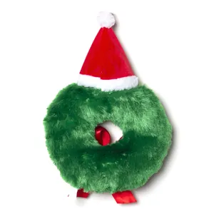 Brinquedo interativo de pelúcia para cachorro, brinquedo de pelúcia para cachorro grande e estridente, guirlanda de Natal com chapéu de Papai Noel + brinquedos de pelúcia personalizados