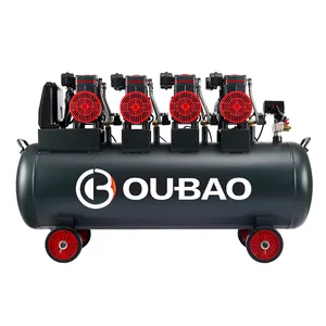 Compressor de ar profissional OUBAO para serviço pesado, grande, 200 litros, 4 cilindros, 4 cilindros, pistão, silencioso, sem óleo