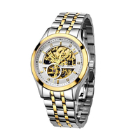 Montres mécaniques entièrement automatiques pour hommes, montres à cadran ajouré, montres élégantes, boîtier et bracelet en acier inoxydable, montres mécaniques classiques pour affaires