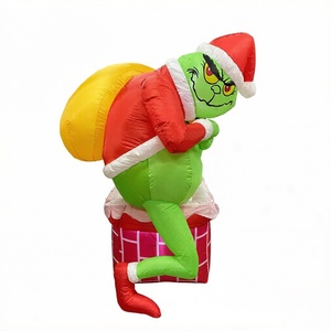 <span class=keywords><strong>Grinch</strong></span> Inflable de Navidad de Fábrica, Escalando <span class=keywords><strong>por</strong></span> la Chimenea, Bolsa de Regalo, con Luces LED, Impermeable, de Poliéster, 6 Pies, Decoración para Jardín Exterior - Product Image 2