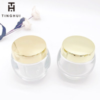 Nuevo Tarro de Vidrio Esmerilado Redondo con Forma de Barriga para Crema Facial, Tapa Dorada Mate, Transparente, para Cosméticos, Lociones, Exfoliantes
