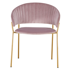 Meubles de salle à manger pour la maison <span class=keywords><strong>Chaise</strong></span> de salle à manger en <span class=keywords><strong>velours</strong></span> <span class=keywords><strong>rose</strong></span> moderne fauteuil avec cadre en métal dossier rond pour restaurant - Product Image 2