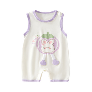 Combinaison pour bébé sans manches, en coton, pour l'été, unisexe, vêtements pour nouveau-nés, style fin - Product Image 5