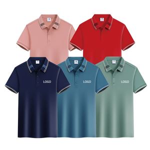 เสื้อโปโลผู้ชายผ้าคอตตอนโพลีเอสเตอร์ 200gsm ขายส่ง สีพื้น แต่งขอบตัดกัน ชุดยูนิฟอร์มกอล์ฟ ระบายอากาศได้ดี ซับเหงื่อ ใส่สบาย - Product Image 2